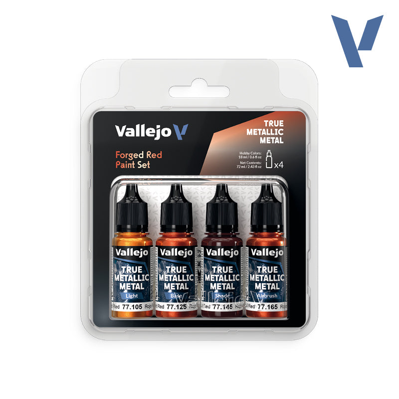 Vallejo True Metallic Metal: Paint Set - Forged Red (4)