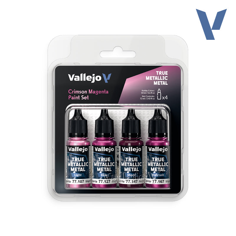 Vallejo True Metallic Metal: Paint Set - Crimson Magenta (4)