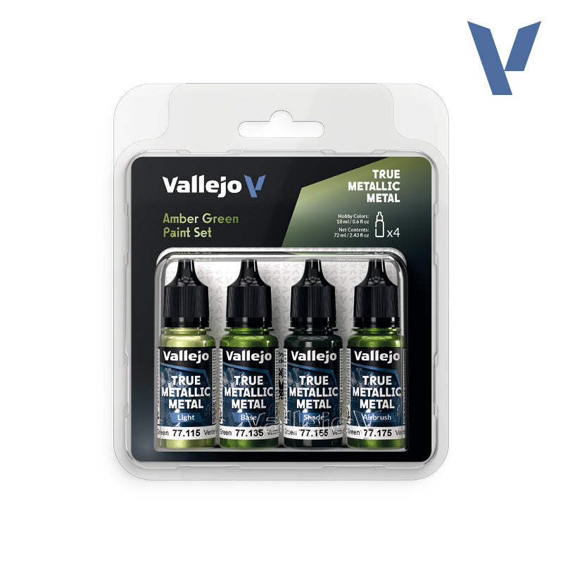 Vallejo True Metallic Metal: Paint Set - Amber Green (4)