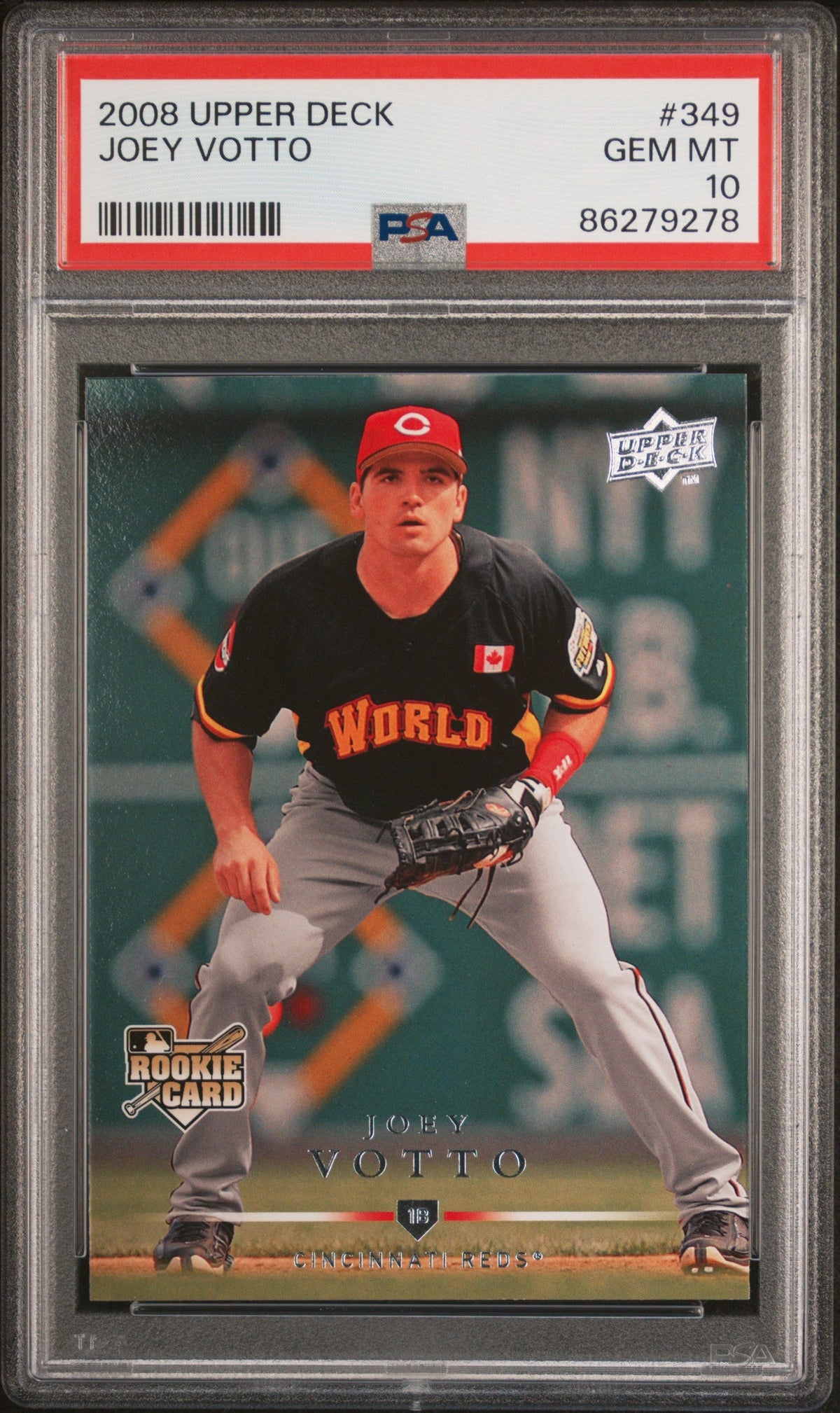 Graded 2008 Upper Deck Joey Votto #349 Rookie RC Baseball Card PSA 10 Gem Mint