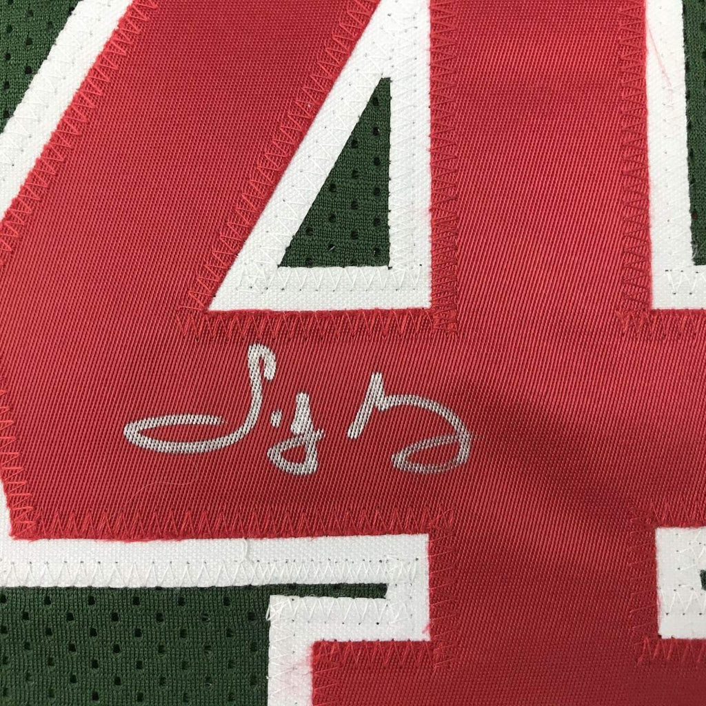 Autographed/Signed Sidney Moncrief Milwaukee Green Stat Basketball Jersey PSA/DNA COA