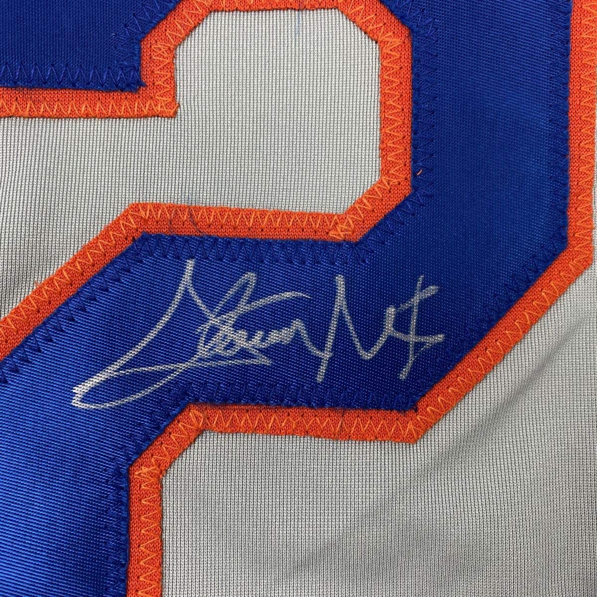 Autographed/Signed Steven Matz New York Grey Baseball Jersey JSA COA