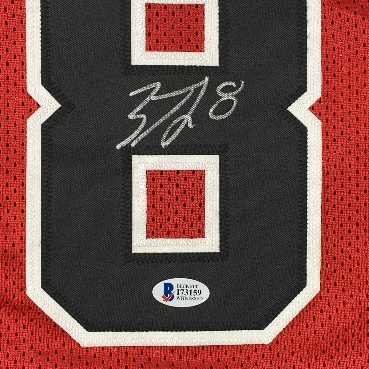 Autographed/Signed Zach LaVine Chicago Red Basketball Jersey Beckett BAS COA
