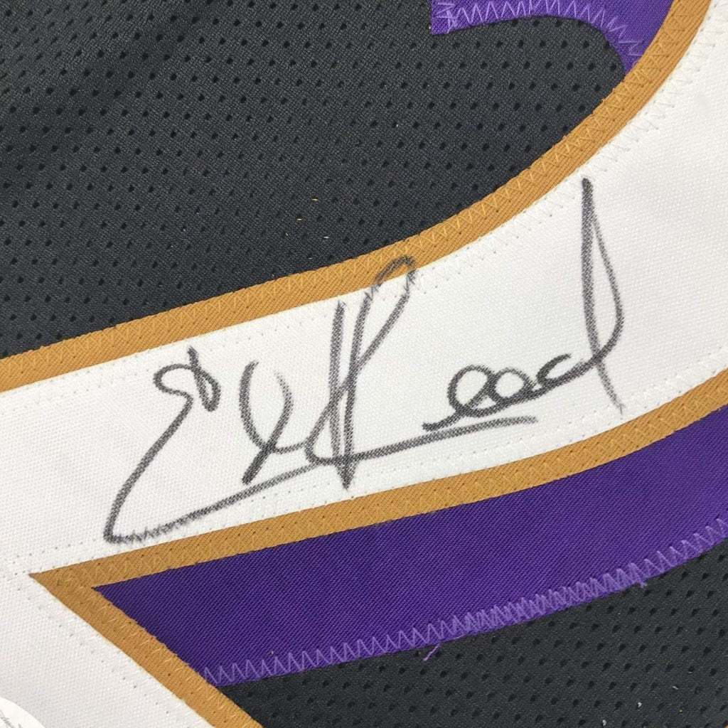 Framed Autographed/Signed Ed Reed 35x39 Baltimore Black Football Jersey JSA COA