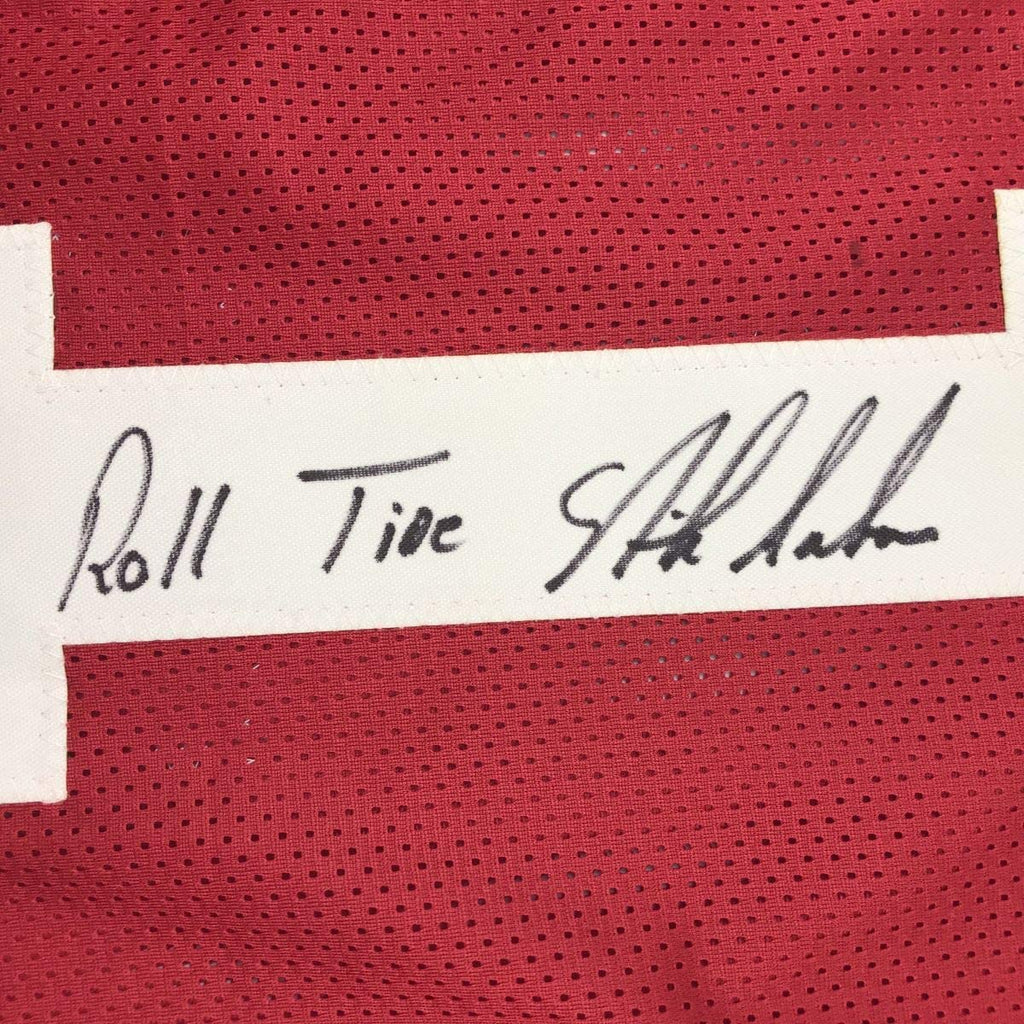 Autographed/Signed Nick Saban Roll Tide Alabama Red College Football Jersey Beckett BAS COA