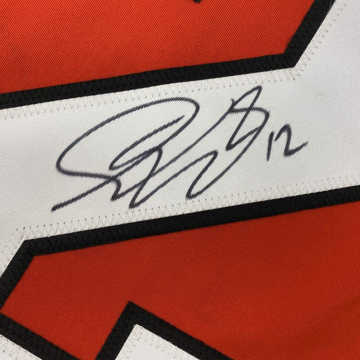 Autographed/Signed Simon Gagne Philadelphia Orange Hockey Jersey JSA COA
