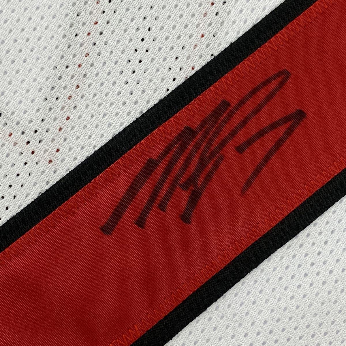 Autographed/Signed Michael Mike Vick Atlanta Retro White Football Jersey Beckett BAS COA