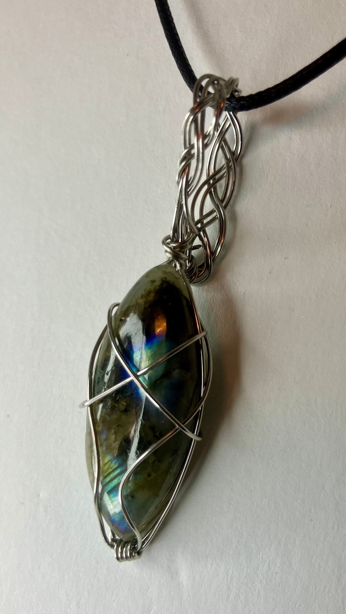 Wire Wrapped Stone and Crystal Necklaces, Stainless Steel