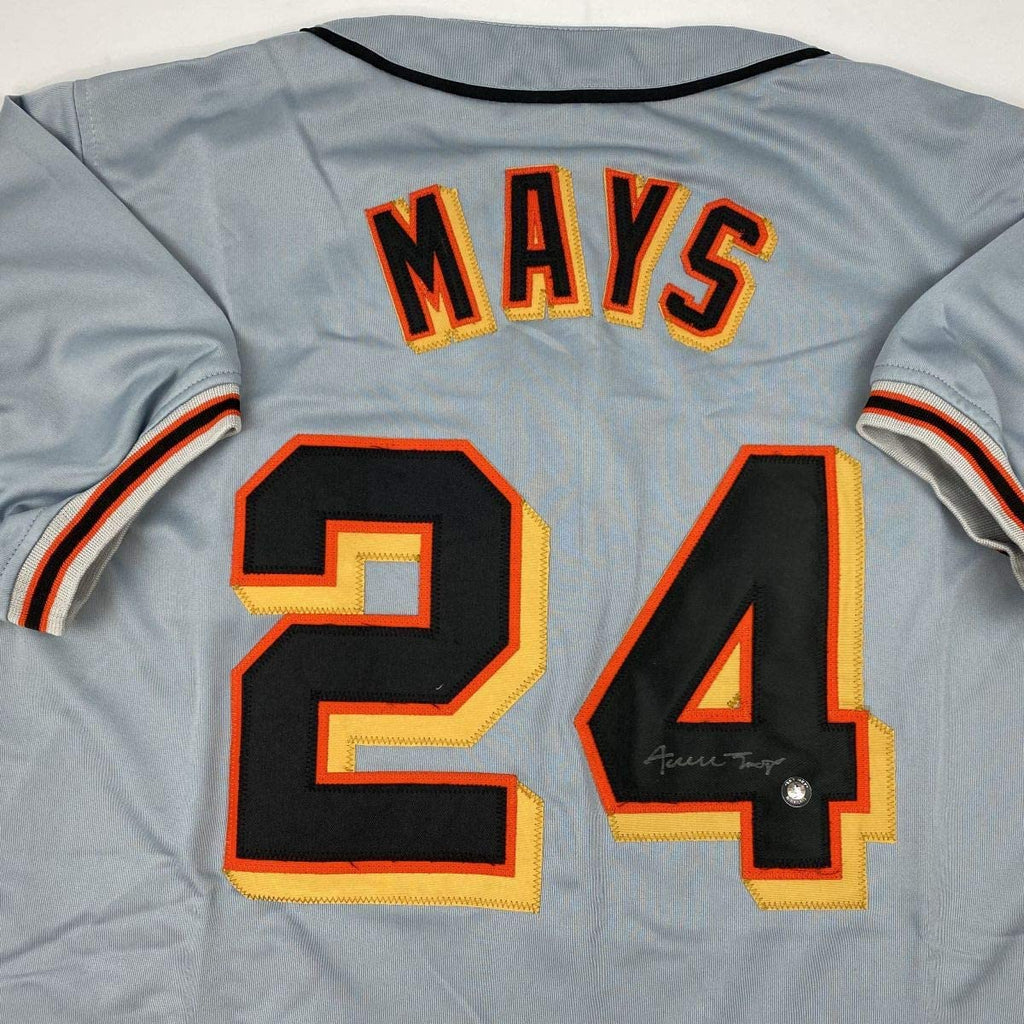 Autographed/Signed Willie Mays San Francisco Grey Baseball Jersey Say Hey Holo COA
