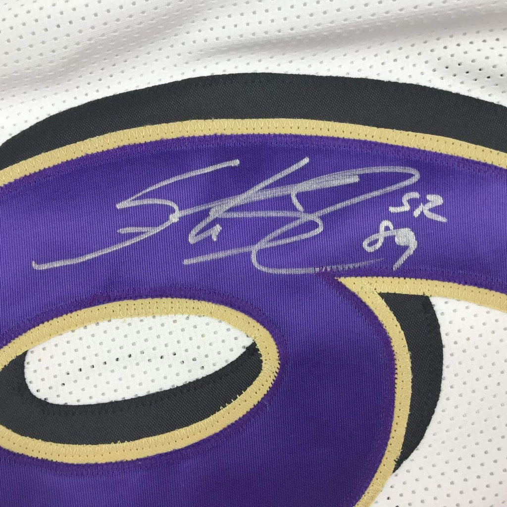Autographed/Signed Steve Smith Sr. Baltimore White Football Jersey JSA COA