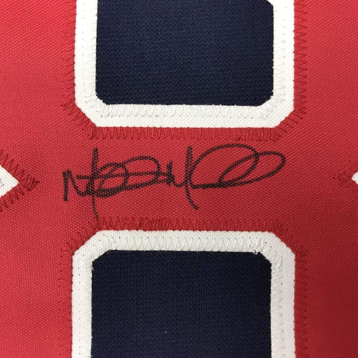 Framed Autographed/Signed Mitch Moreland 35x39 Boston Blue Baseball Jersey JSA COA