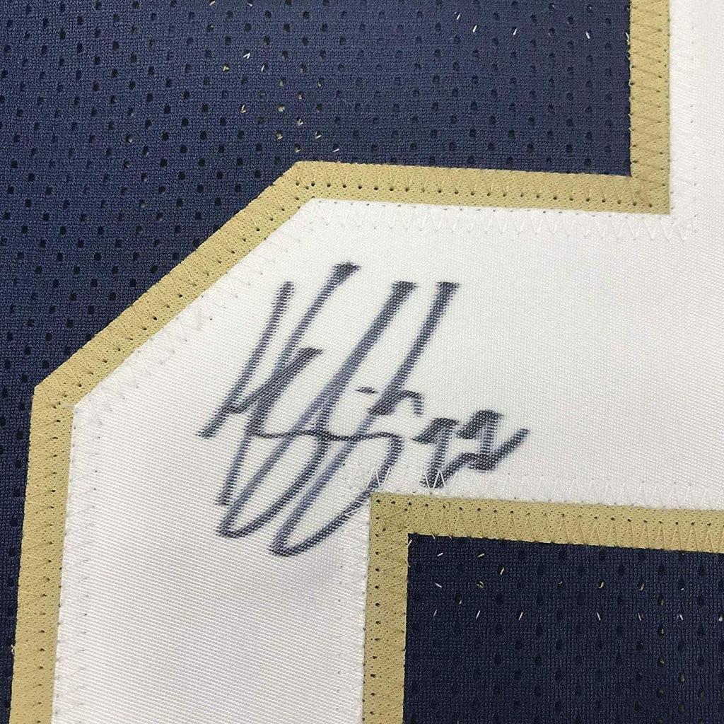 Framed Autographed/Signed Harrison Smith 35x39 Notre Dame Blue College Football Jersey JSA COA