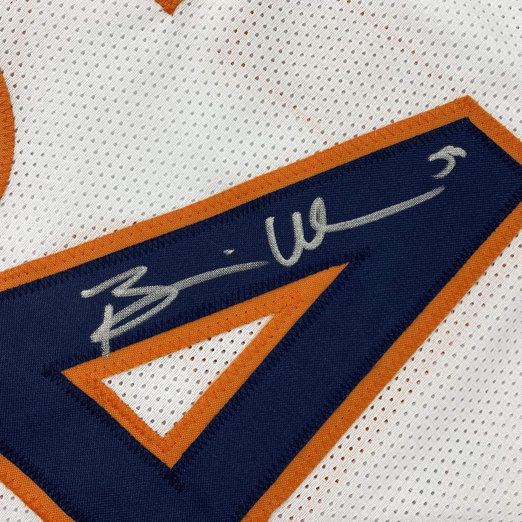 Autographed/Signed Brian Urlacher Chicago White Football Jersey Beckett BAS COA