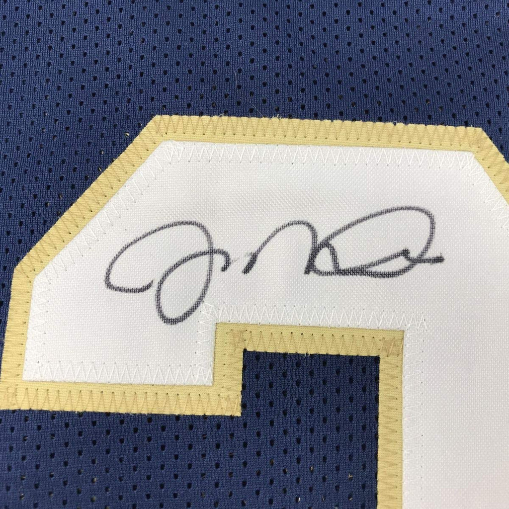 Autographed/Signed Joe Montana Notre Dame Blue College Football Jersey JSA COA