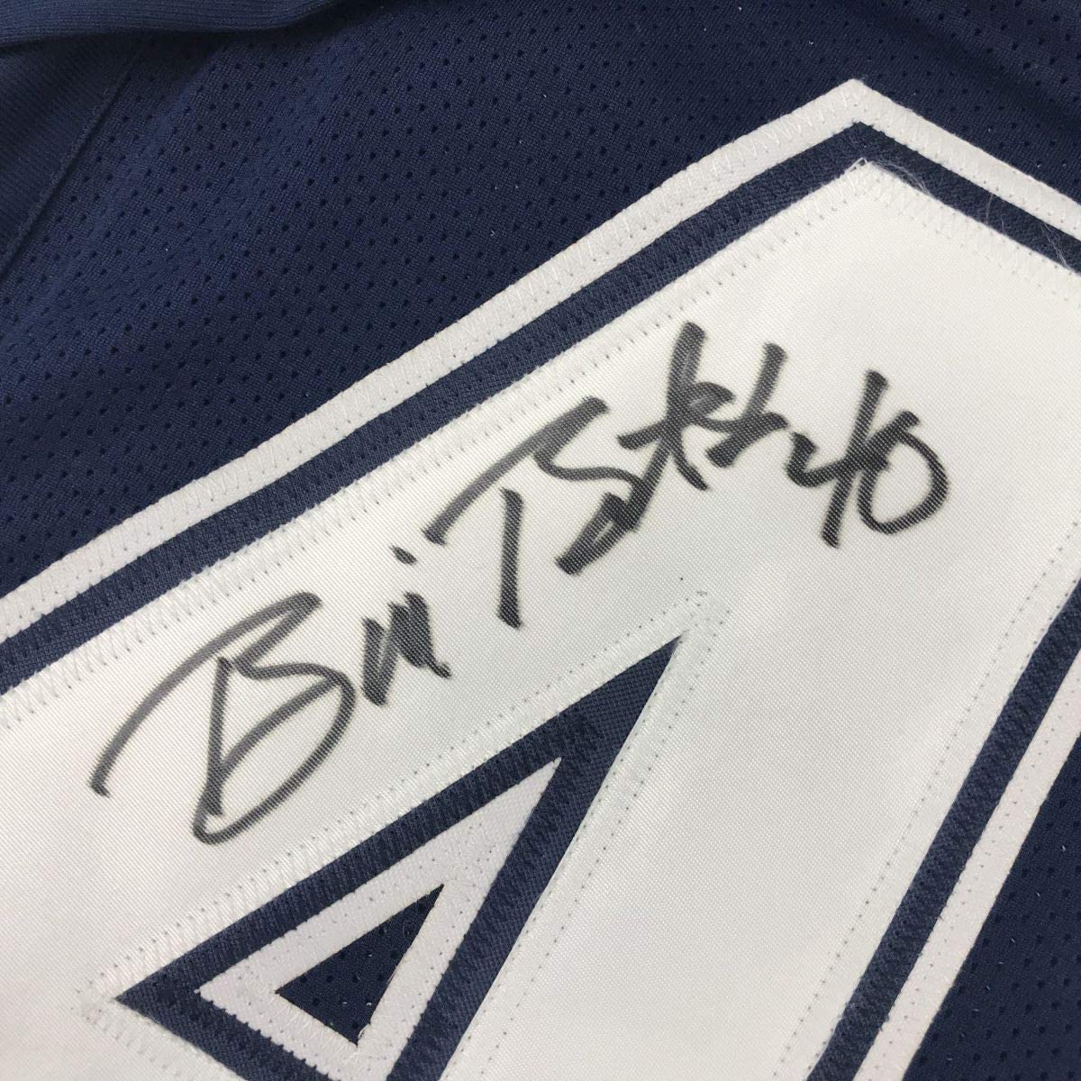 Autographed/Signed Bill Bates Dallas Dark Blue Football Jersey PSA/DNA COA