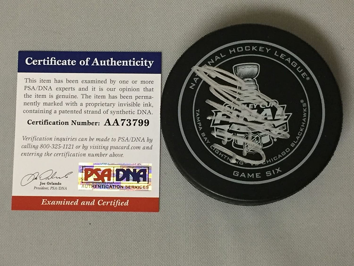 Autographed/Signed Artemi Panarin Chicago Blackhawks 2015 Stanley Cup Final Game 6 Official Hockey Puck PSA/DNA COA