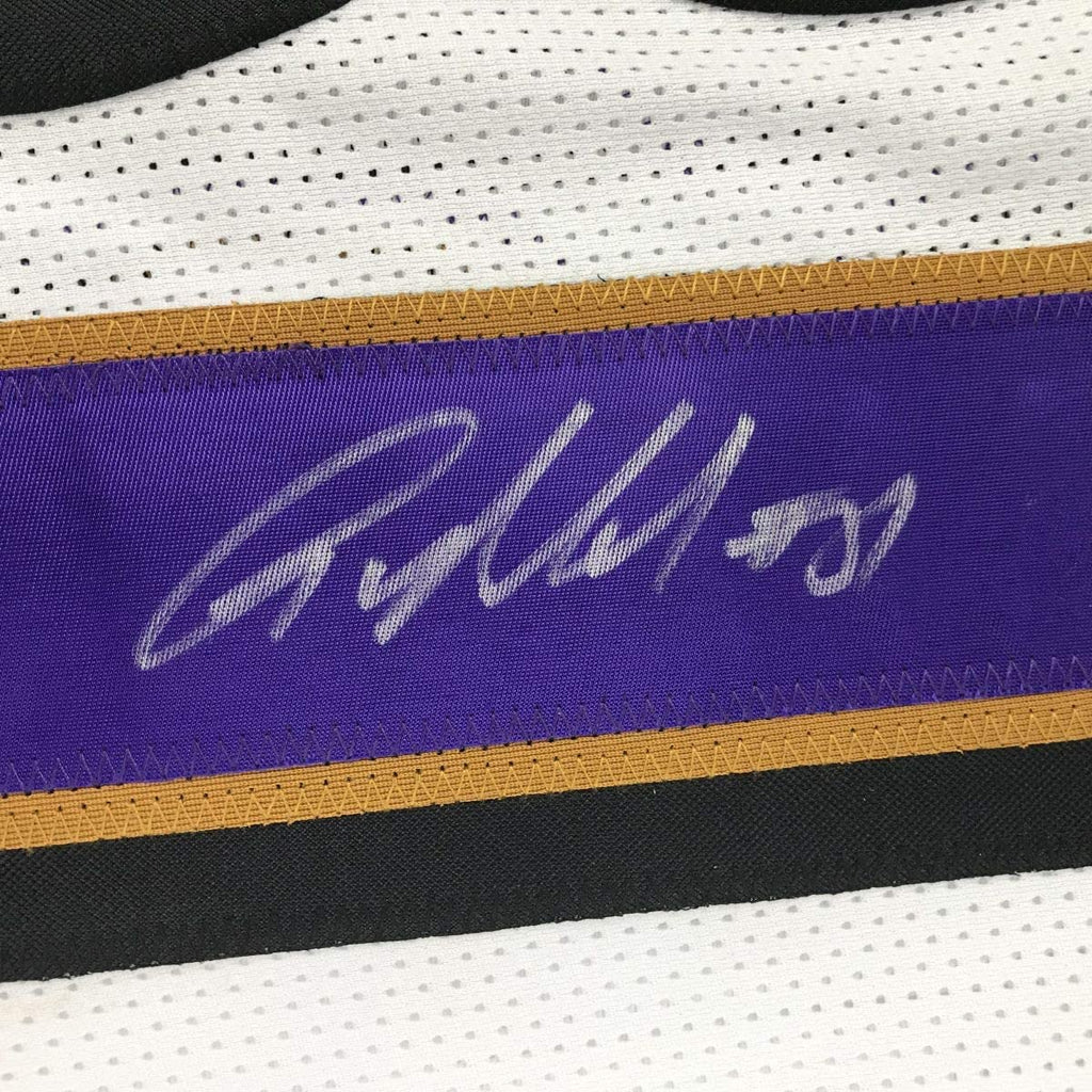 Autographed/Signed Anquan Boldin Baltimore White Football Jersey Beckett BAS COA