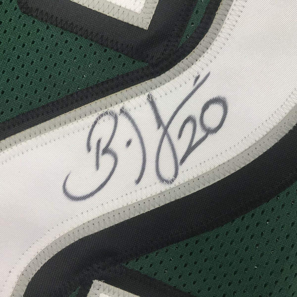 Autographed/Signed Brian Dawkins Philadelphia Green Stat Football Jersey JSA COA