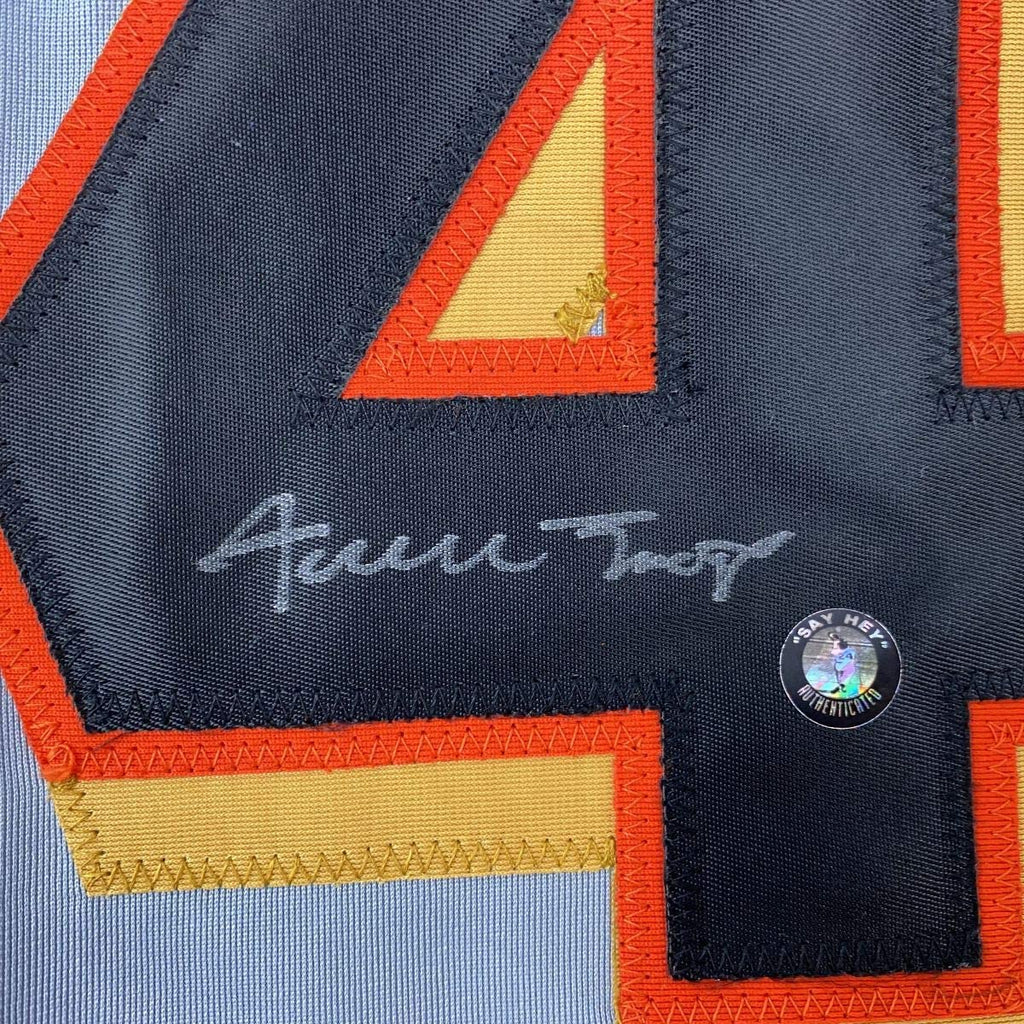Autographed/Signed Willie Mays San Francisco Grey Baseball Jersey Say Hey Holo COA