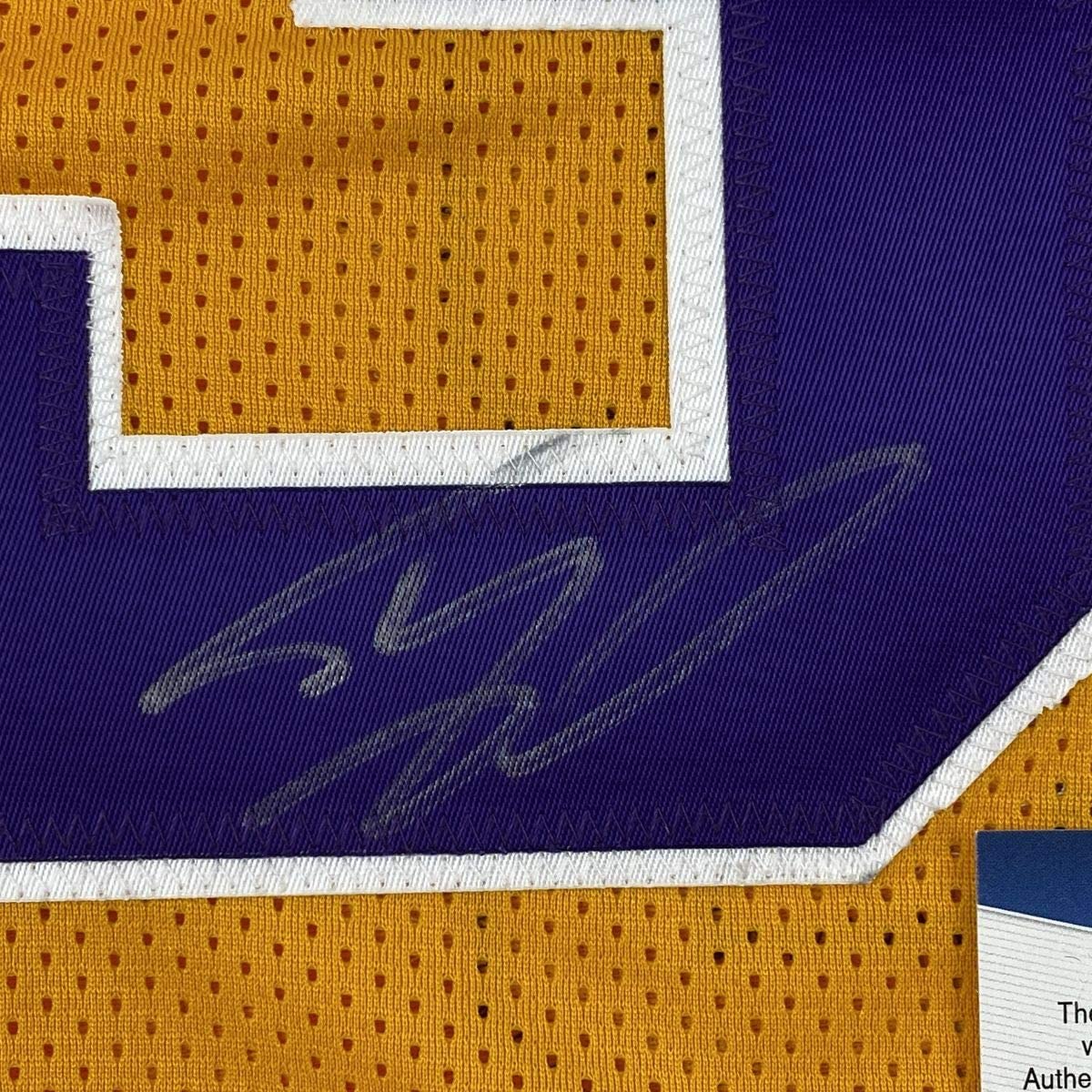 Autographed/Signed Shaquille Shaq O'Neal LSU Yellow Basketball Jersey Beckett BAS COA