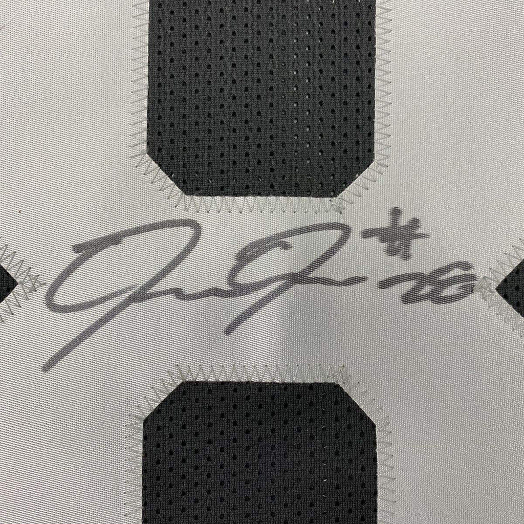 Autographed/Signed Josh Jacobs Las Vegas Oakland Black Football Jersey Beckett BAS COA