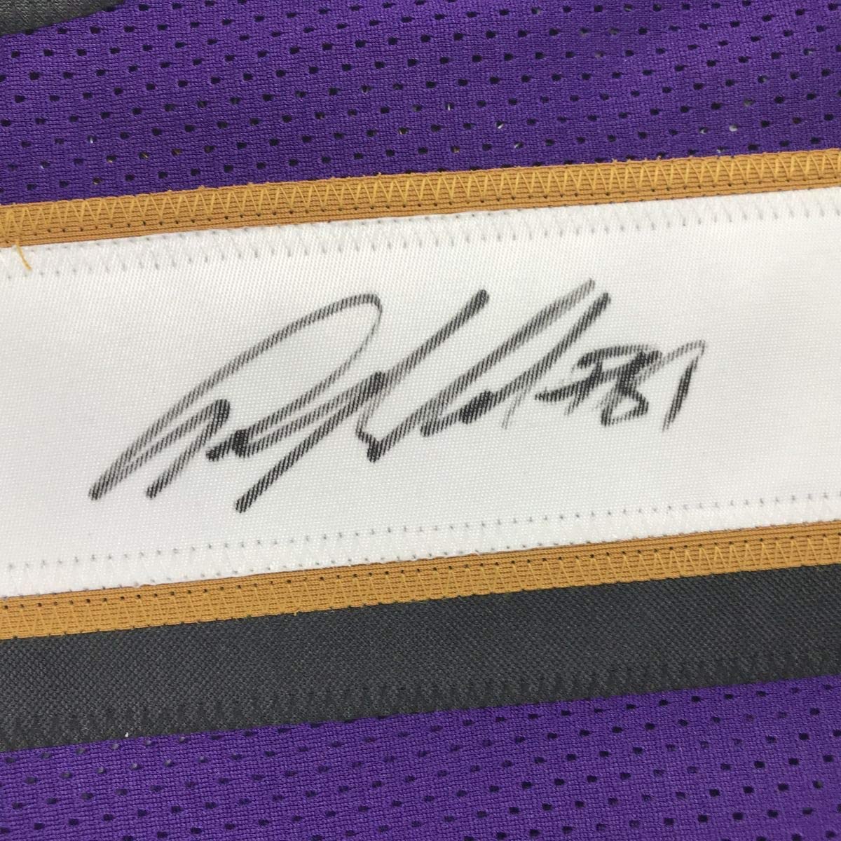 Autographed/Signed Anquan Boldin Baltimore Purple Football Jersey Beckett BAS COA