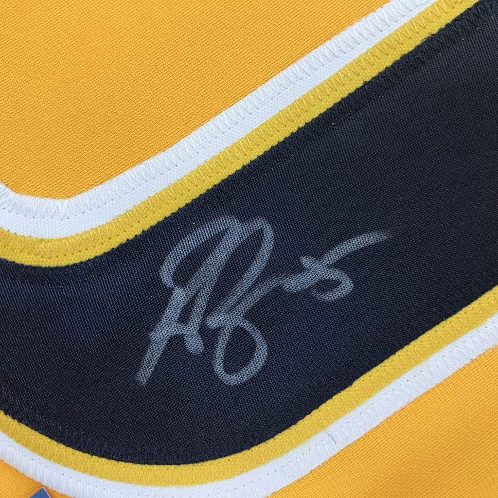 Autographed/Signed Pekka Rinne Nashville Yellow Hockey Jersey Beckett BAS COA
