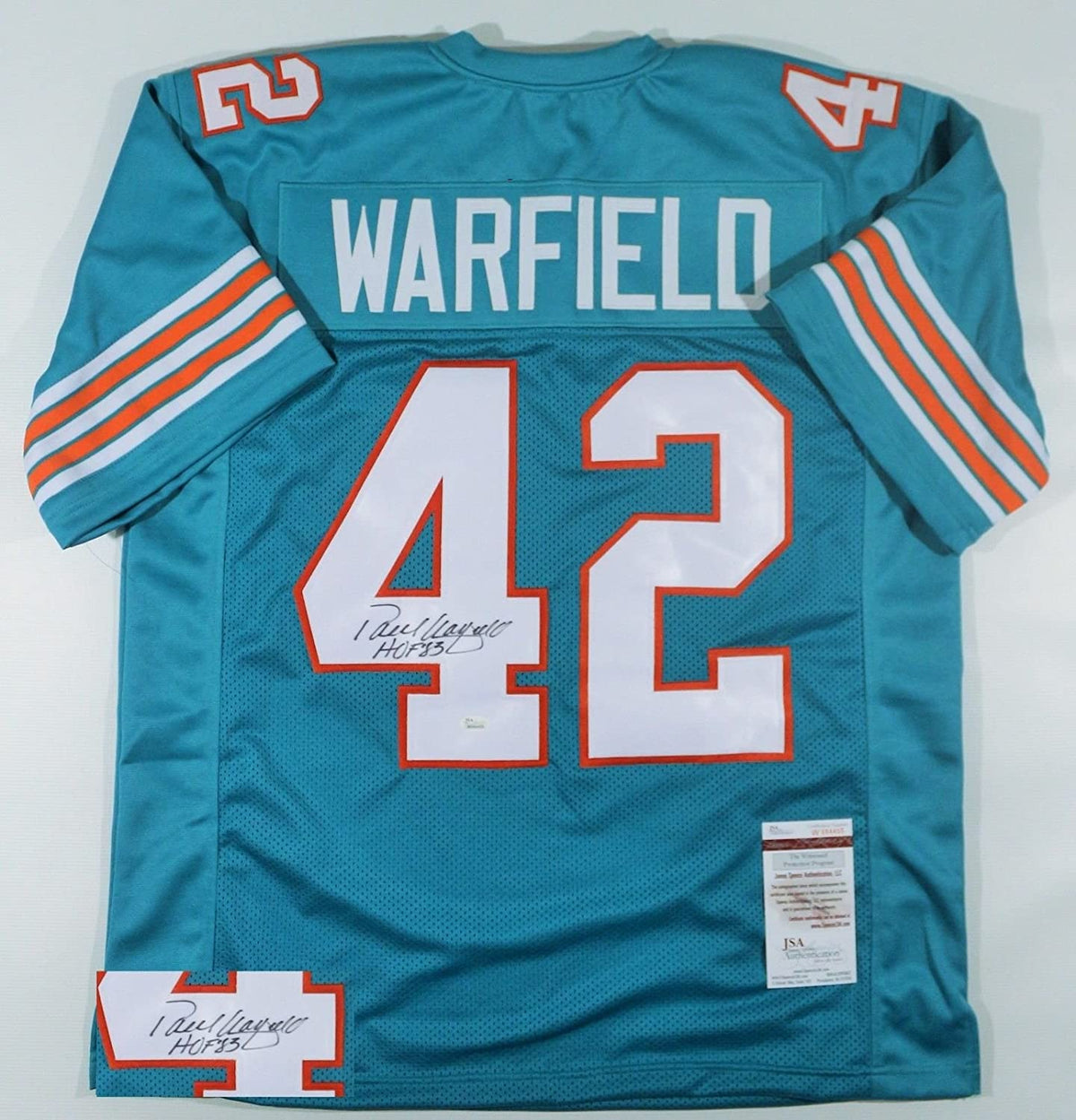 Autographed/Signed Paul Warfield Inscribed HOF 83 Miami Dolphins Custom Jersey JSA COA