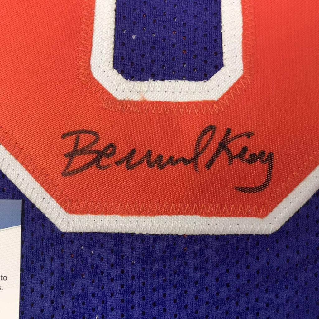 Autographed/Signed Bernard King New York Blue Basketball Jersey Beckett BAS COA