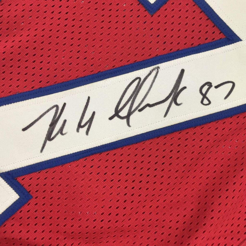 Autographed/Signed Rob Gronkowski New England Red Football Jersey Beckett BAS COA