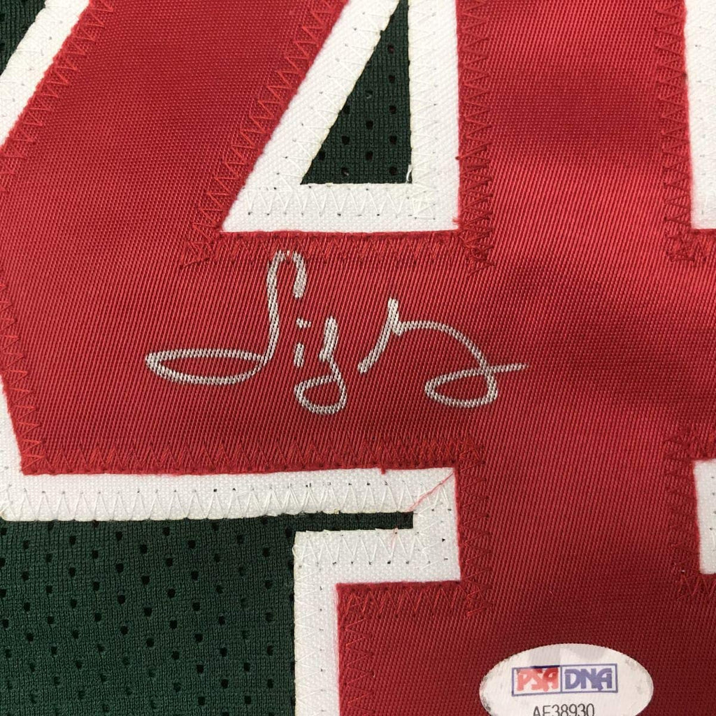 Autographed/Signed Sidney Moncrief Milwaukee Green/Red Basketball Jersey PSA/DNA COA