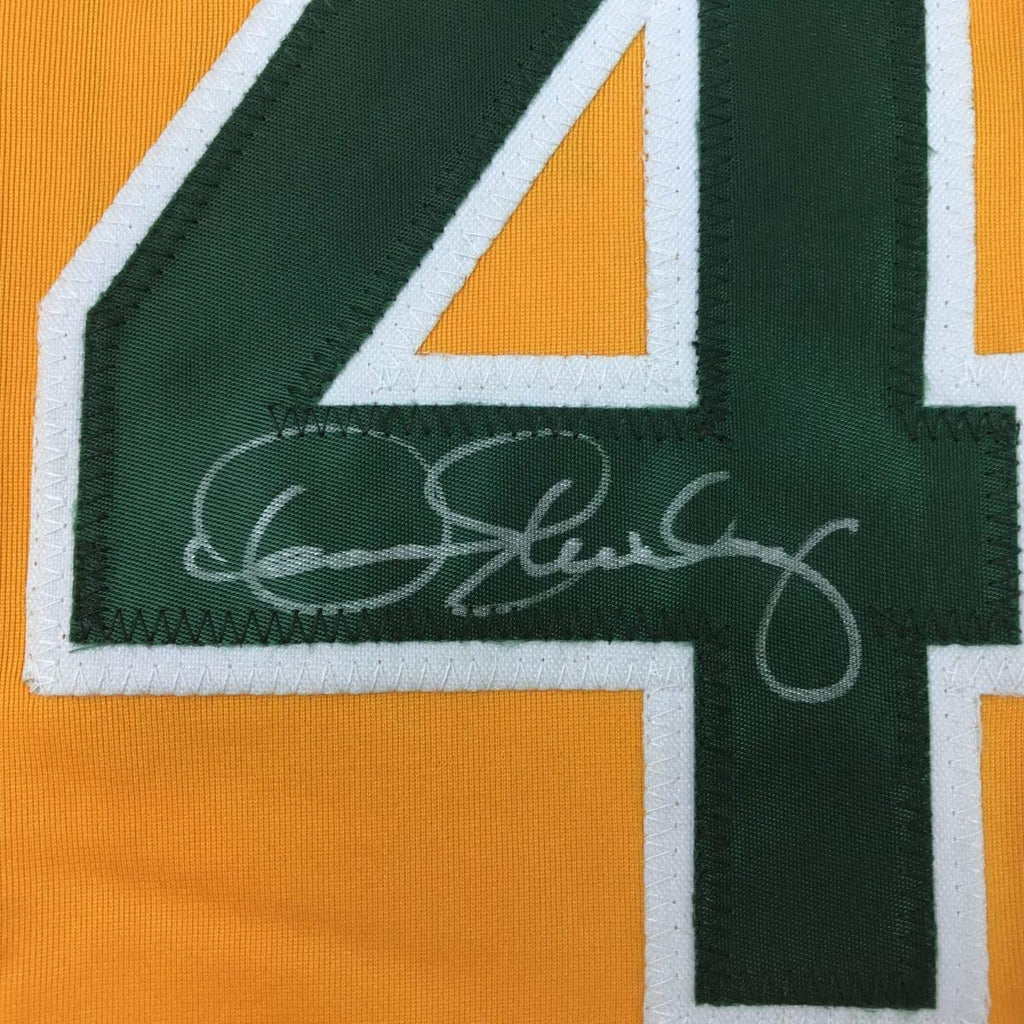 Autographed/Signed Dennis Eckersley Oakland Yellow Baseball Jersey JSA COA