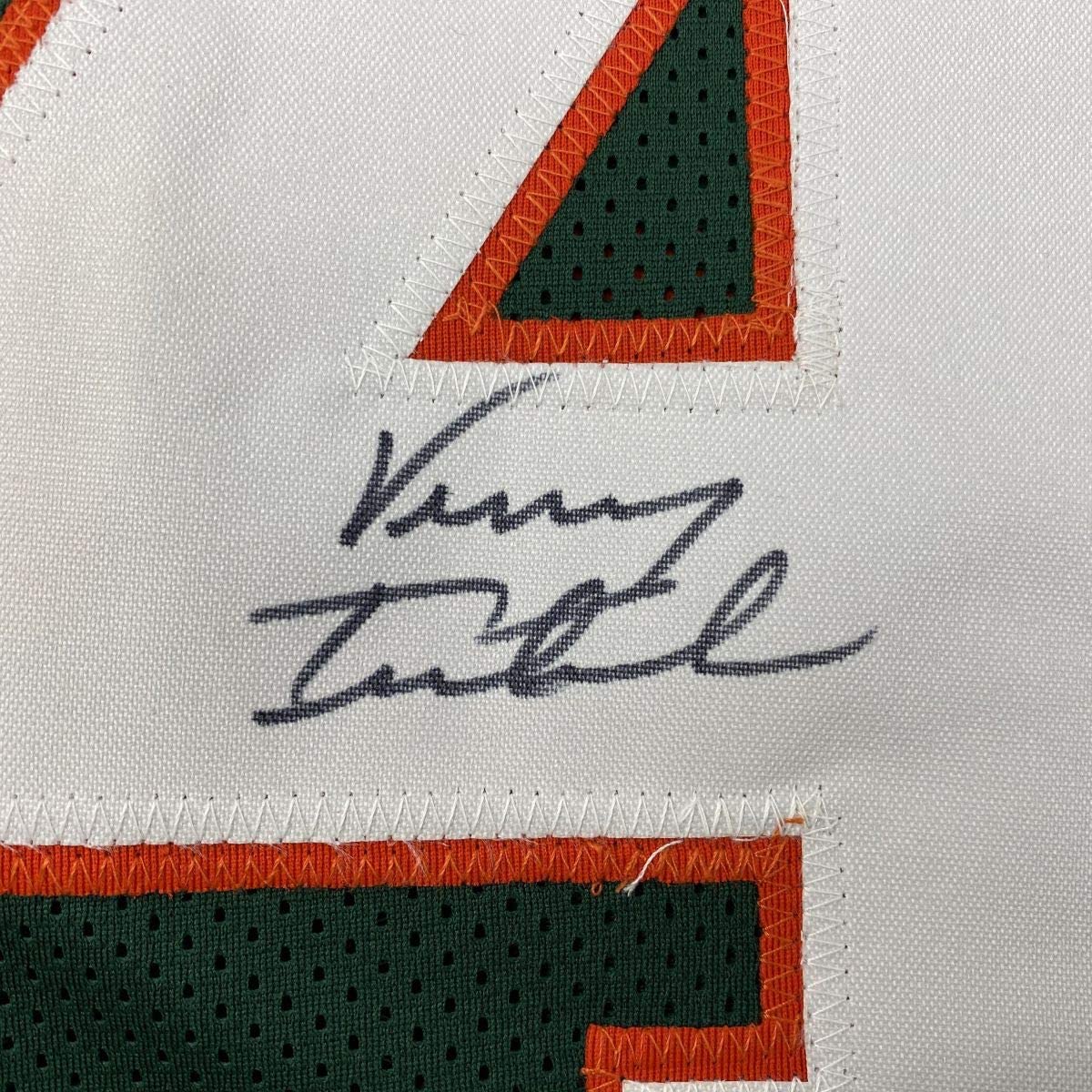 Autographed/Signed Vinny Testaverde Miami Green College Football Jersey JSA COA