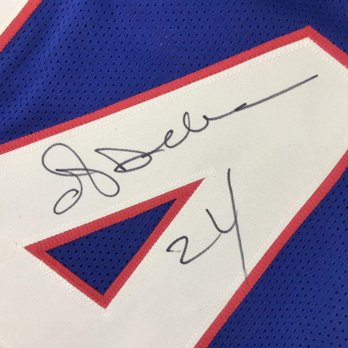 Autographed/Signed Ottis Anderson New York Blue Football Jersey JSA COA