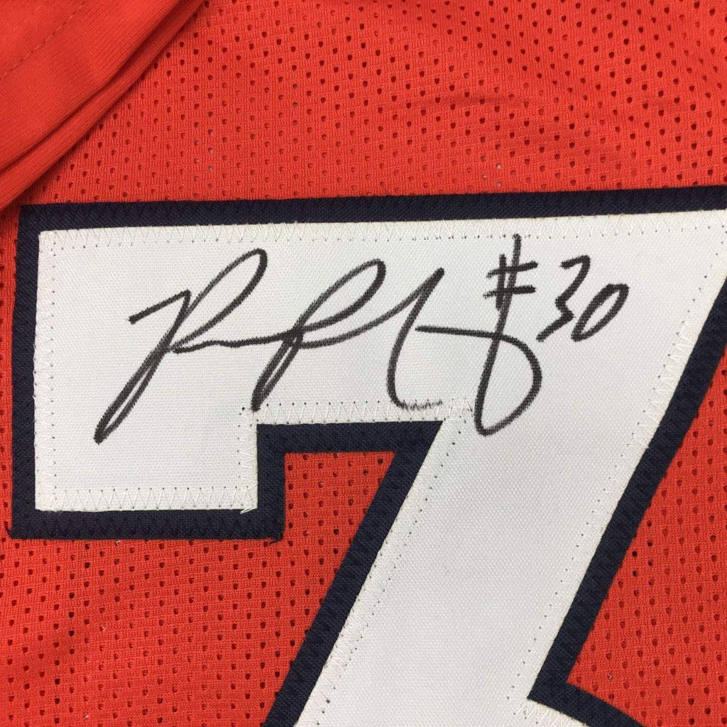 Autographed/Signed Phillip Lindsay Denver Orange Football Jersey JSA COA