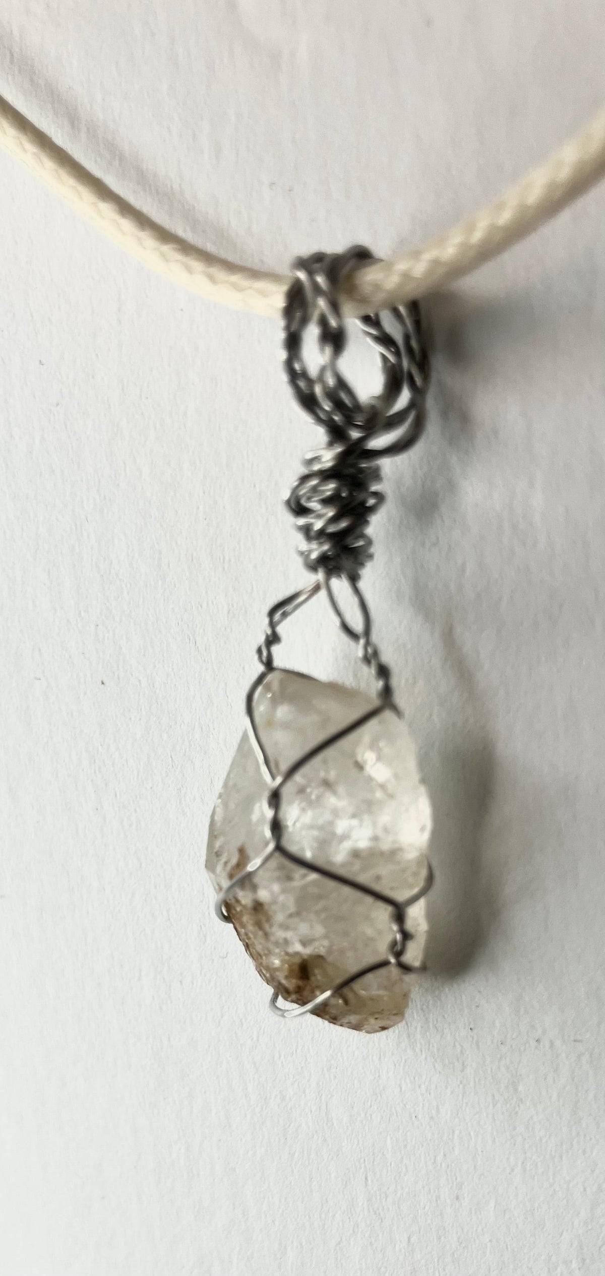 Wire Wrapped Stone and Crystal Necklaces, Stainless Steel