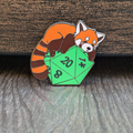 Red Panda Sleeping on D20 Hard Enamel Pin - 1.5"