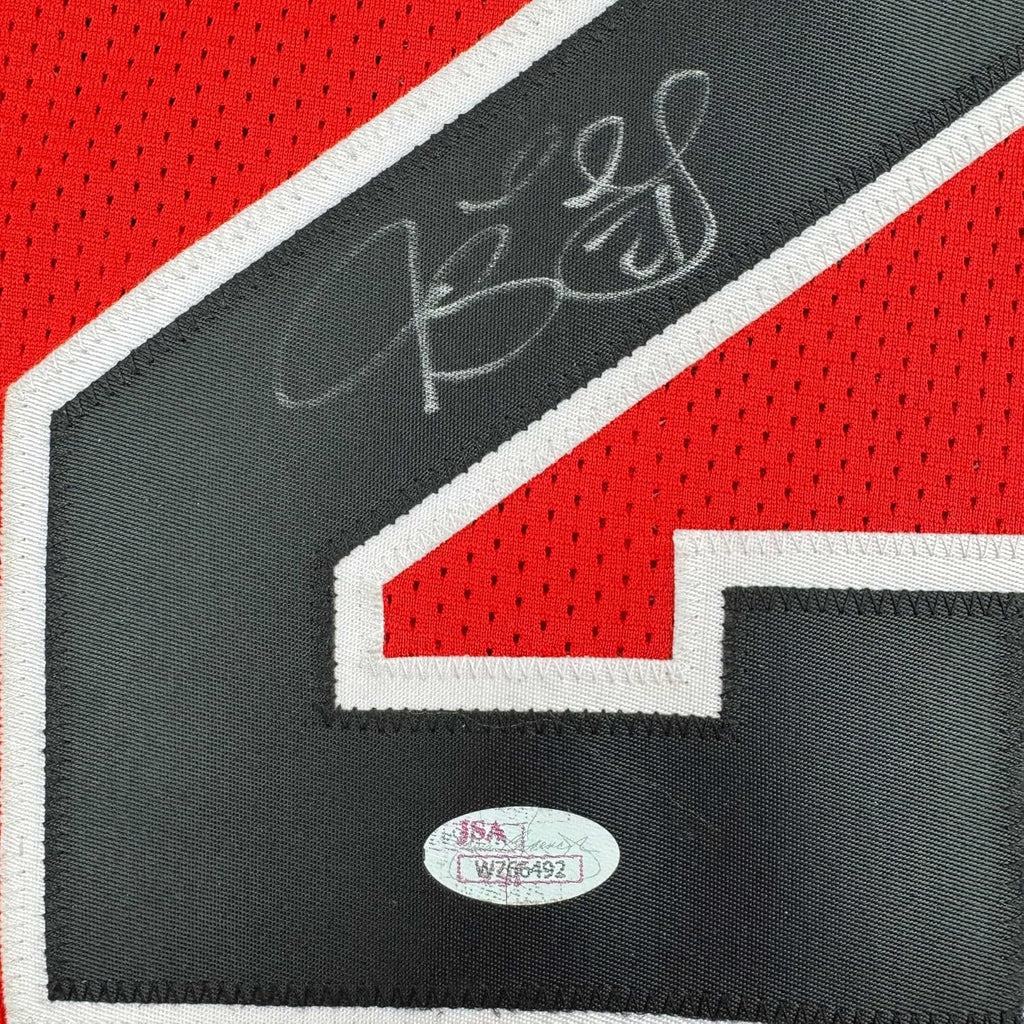 Framed Autographed/Signed Jimmy Butler 35x39 Chicago Red Basketball Jersey JSA COA