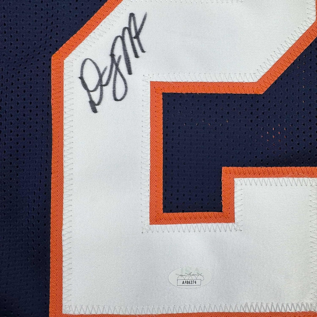 Framed Autographed/Signed D.J. DJ Moore 35x39 Chicago Retro Blue Football Jersey Beckett JSA COA