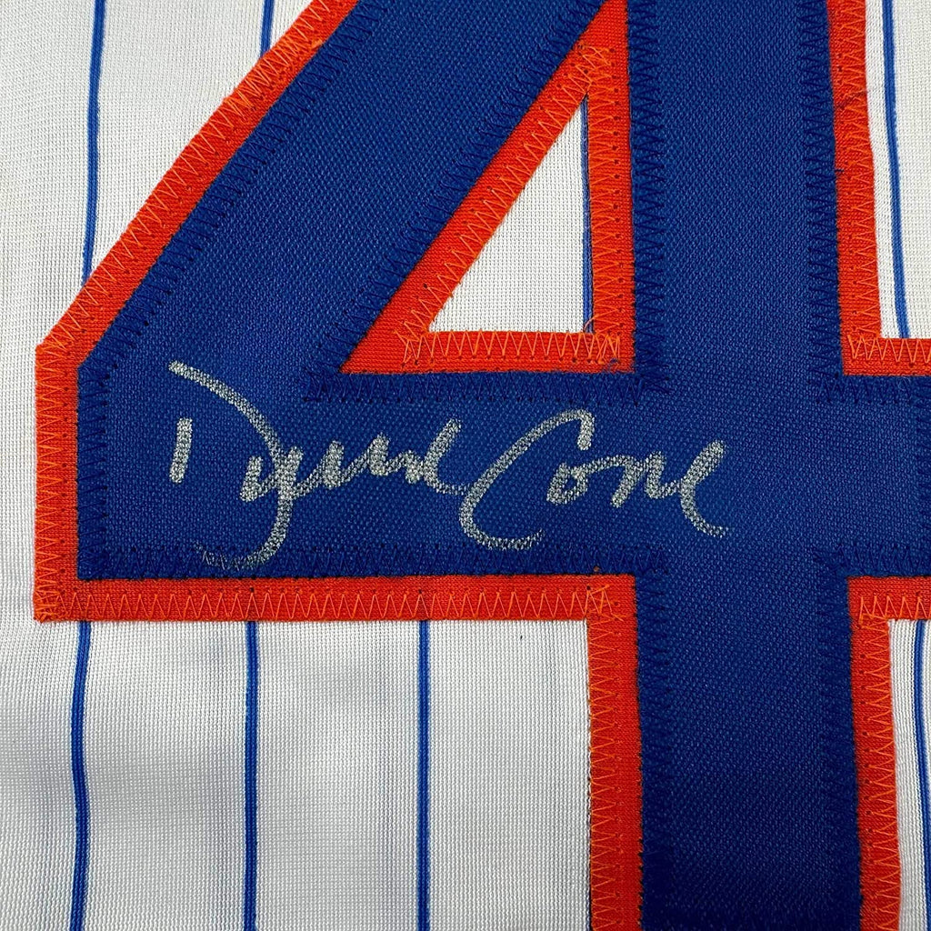 Framed Autographed/Signed David Cone 35x39 New York Pinstripe Baseball Jersey Beckett BAS COA
