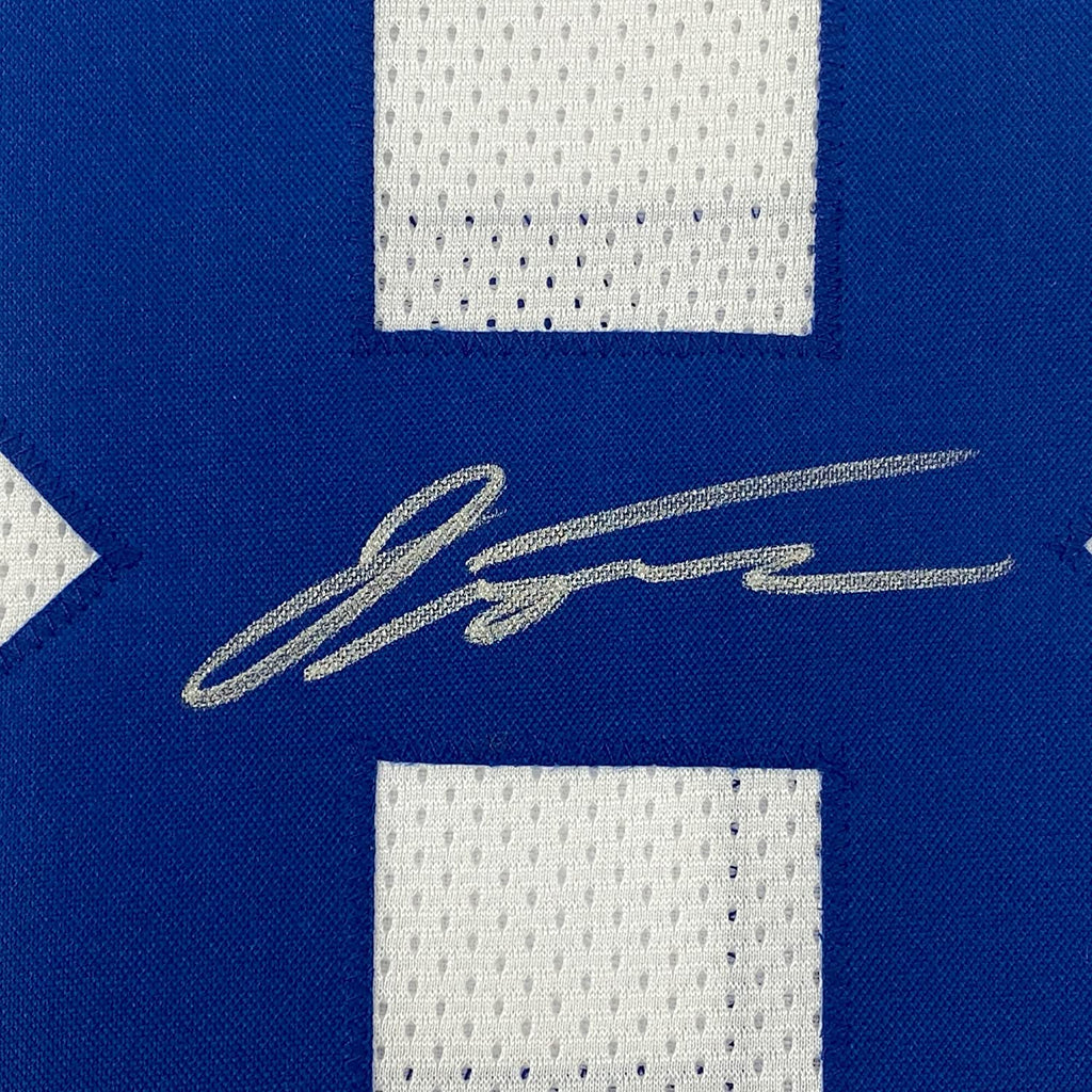 Framed Autographed/Signed Jonathan Taylor 35x39 Indianapolis White Football Jersey JSA COA