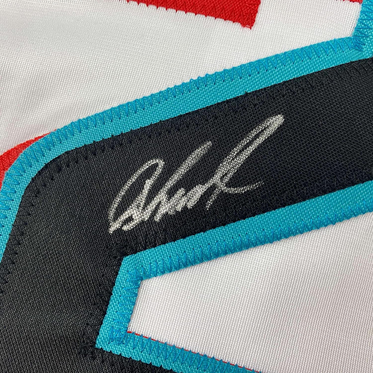 Framed Autographed/Signed Jazz Chisholm Jr. 35x39 Miami White Baseball Jersey JSA COA