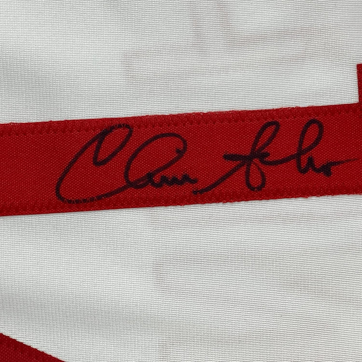 Framed Autographed/Signed Chris Sabo 35x39 Cincinnati White Baseball Jersey JSA COA