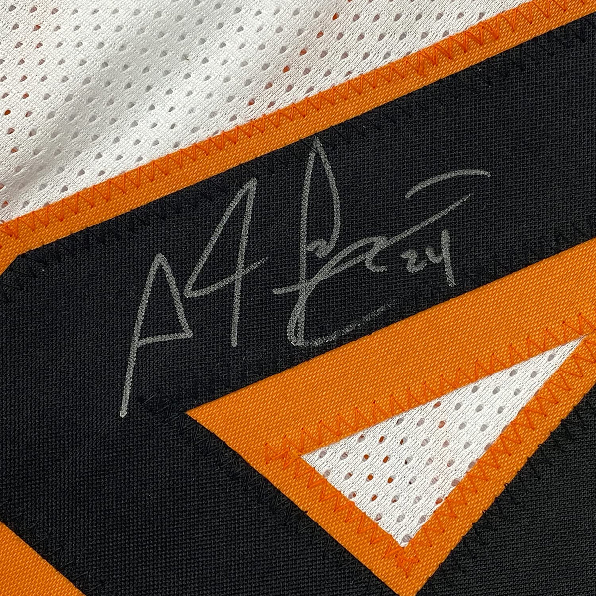 Framed Autographed/Signed Adam Pacman Jones 35x39 Cincinnati White Football Jersey JSA COA