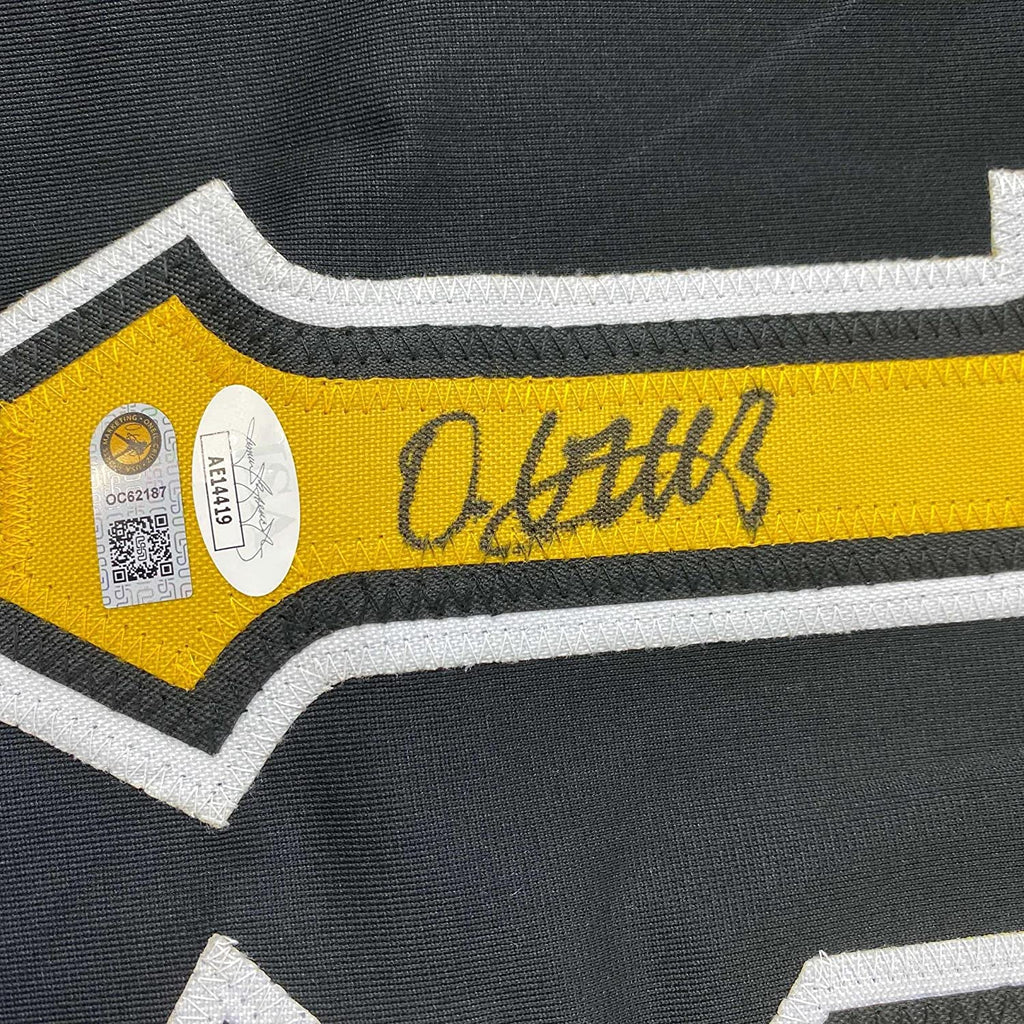 Framed Autographed/Signed Oneil Cruz 35x39 Pittsburgh Black Baseball Jersey JSA COA