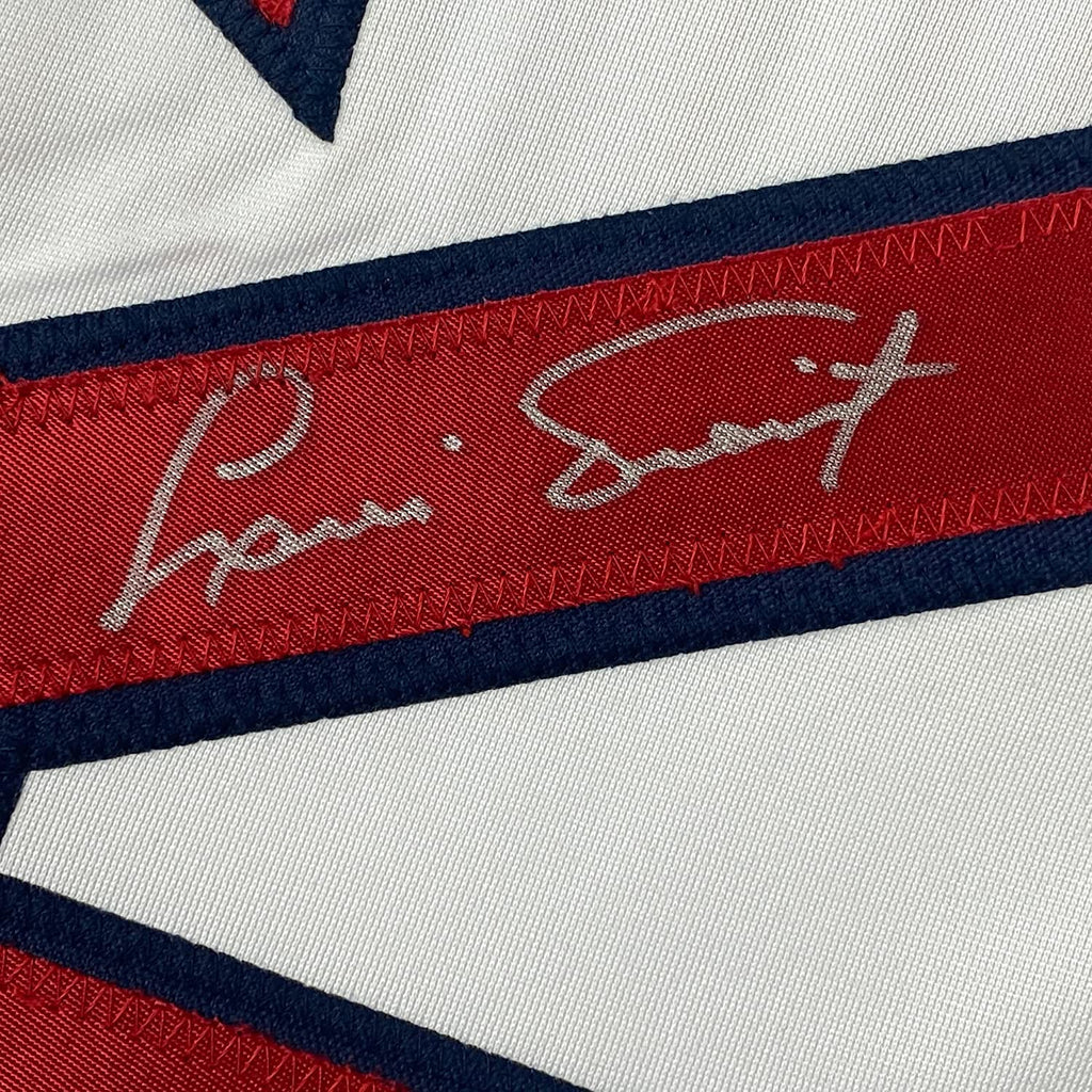 Framed Autographed/Signed Luis Tiant 35x39 Boston Red Sox White Baseball Jersey JSA COA