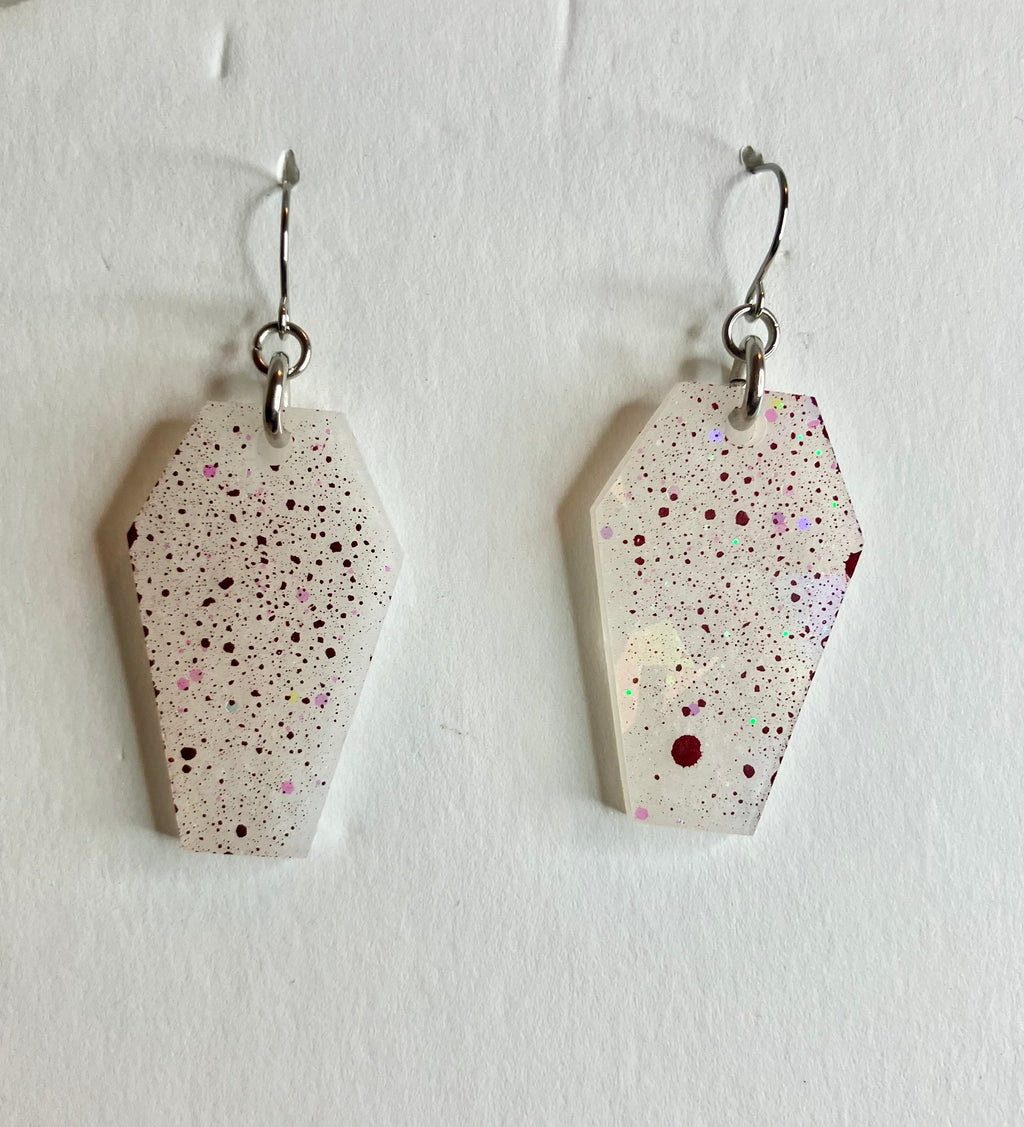 Holographic Coffin Resin Earrings