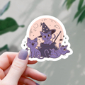 Purple Witchy Cats Sticker - 3"