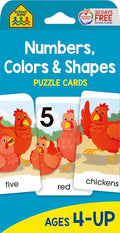 School Zone Numbers, Colors & Shapes Puzzle Cards: 56 Flash Cards, Pre-K, Preschool, Kindergarten, 18 Full-Color Puzzles, Animal Pictures, Animal Names, Counting, Early Math, Short Sentences, Ages 4+