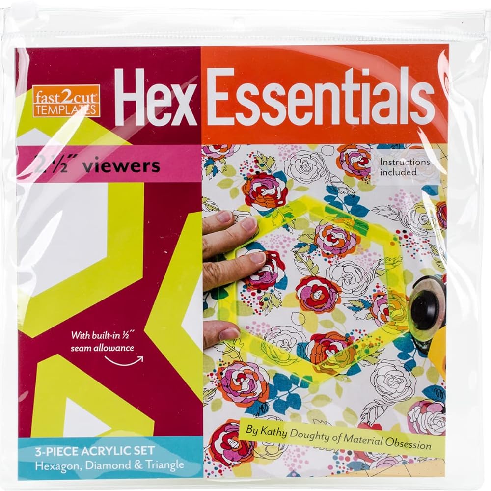fast2cut® HexEssentials 2 1/2” Viewers: 3-Piece Acrylic Hexagon, Diamond & Triangle Set
